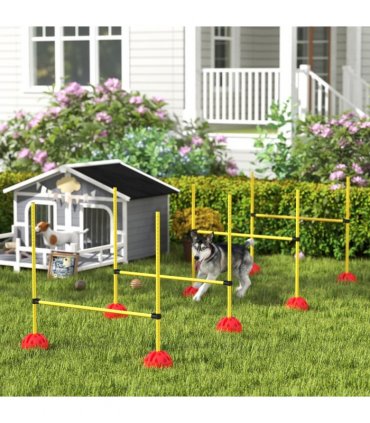 PawHut 4 Piece Dog Agility Equipment with 4 Hurdle Bar for Jump Training