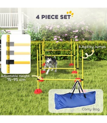 PawHut 4 Piece Dog Agility Equipment with 4 Hurdle Bar for Jump Training