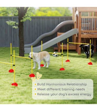PawHut 4 Piece Dog Agility Equipment with 4 Hurdle Bar for Jump Training