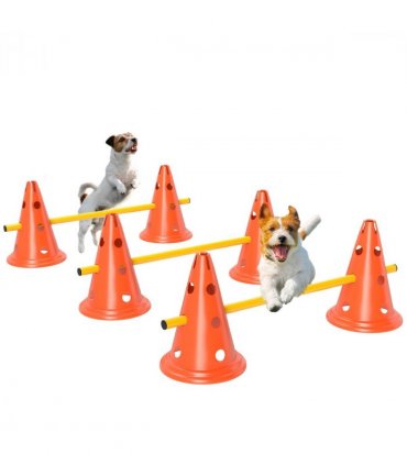 PawHut Dog Agility Equipment Set, 3 PCS Adjustable Height Jumping Obstacles
