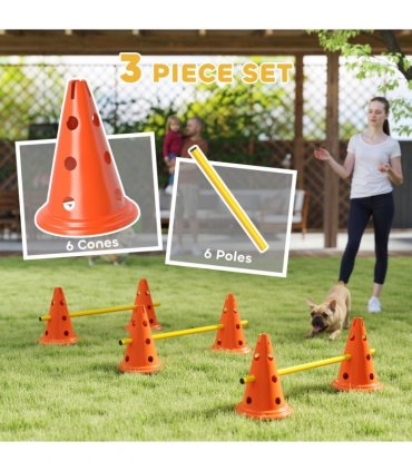 PawHut Dog Agility Equipment Set, 3 PCS Adjustable Height Jumping Obstacles