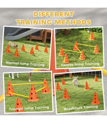 PawHut Dog Agility Equipment Set, 3 PCS Adjustable Height Jumping Obstacles