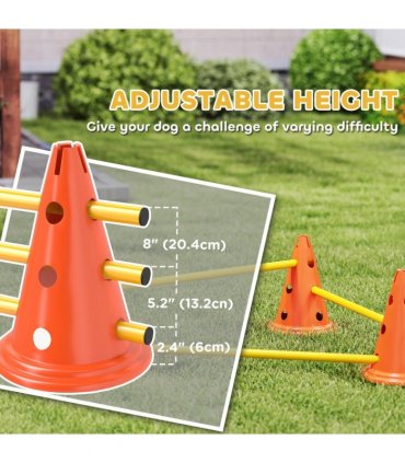 PawHut Dog Agility Equipment Set, 3 PCS Adjustable Height Jumping Obstacles