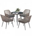 Outsunny Rattan Dining Set, 4 Seater Rattan Garden Furniture, Light Brown