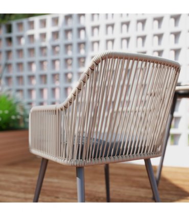 Outsunny Rattan Dining Set, 4 Seater Rattan Garden Furniture, Light Brown