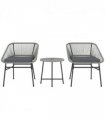 Outsunny Rattan Bistro Set, Small Balcony Furniture with Cushion, Light Grey
