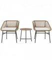 Outsunny Rattan Bistro Set, Small Balcony Furniture with Cushion, Light Grey