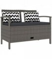 Outsunny 160L Rattan Garden Storage Bench, Cushioned Outdoor Bench, Grey