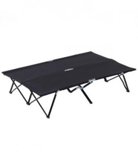 Outsunny Double Camping Folding Cot Outdoor Portable Sleeping Bed, Black