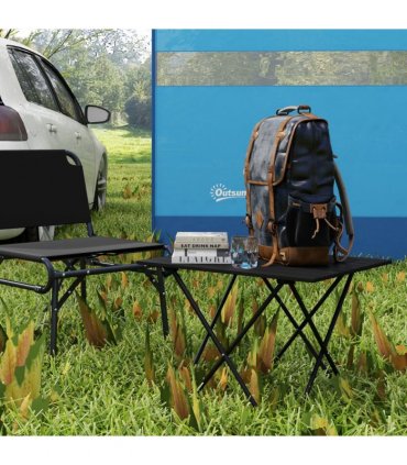 Outsunny Folding Camping Table for Outdoor Camping, Picnic, Hiking, Black