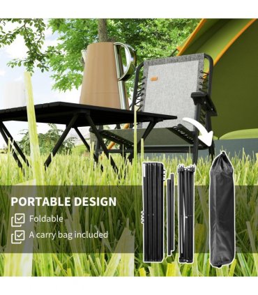 Outsunny Folding Camping Table for Outdoor Camping, Picnic, Hiking, Black