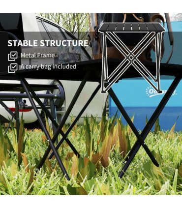 Outsunny Folding Camping Table for Outdoor Camping, Picnic, Hiking, Black