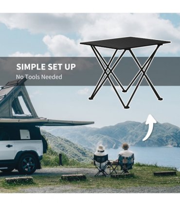 Outsunny Folding Camping Table for Outdoor Camping, Picnic, Hiking, Black