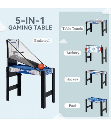 SPORTNOW 5 in 1 Multi Games Table Combo Sports Game Table for Kids, Blue