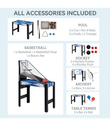 SPORTNOW 5 in 1 Multi Games Table Combo Sports Game Table for Kids, Blue