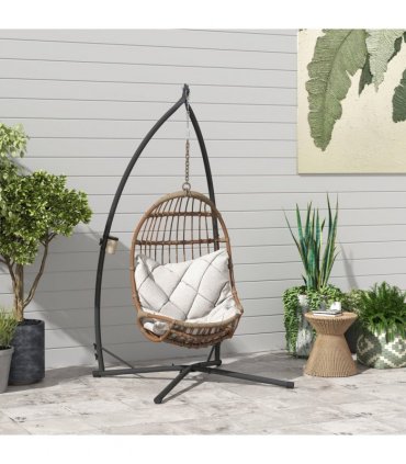 Outsunny Hammock Chair Stand, Steel Frame Hammock Stand Only, Black