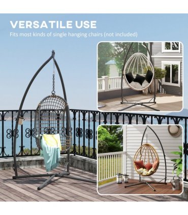 Outsunny Hammock Chair Stand, Steel Frame Hammock Stand Only, Black