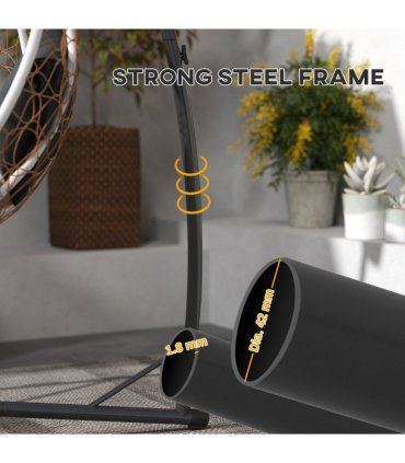 Outsunny Hammock Chair Stand, Steel Frame Hammock Stand Only, Black