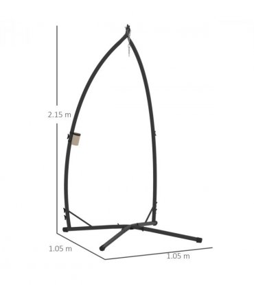 Outsunny Hammock Chair Stand, Steel Frame Hammock Stand Only, Black