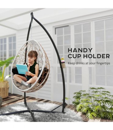 Outsunny Hammock Chair Stand, Steel Frame Hammock Stand Only, Black