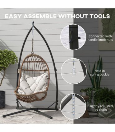 Outsunny Hammock Chair Stand, Steel Frame Hammock Stand Only, Black