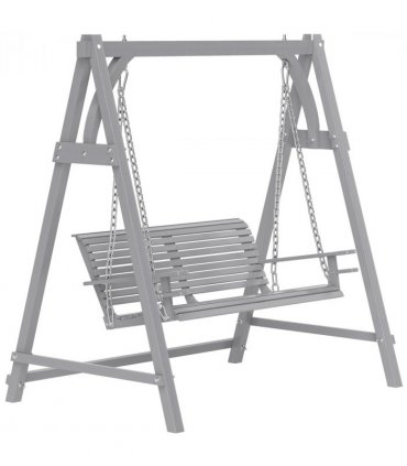Outsunny 2 Seater Wooden Garden Swing Seat Hammock Bench Lounger, Grey