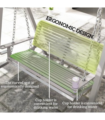 Outsunny 2 Seater Wooden Garden Swing Seat Hammock Bench Lounger, Grey