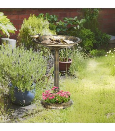 Outsunny 72cm Tall Bird Bath with Bird Decoration for Garden, Bronze Tone