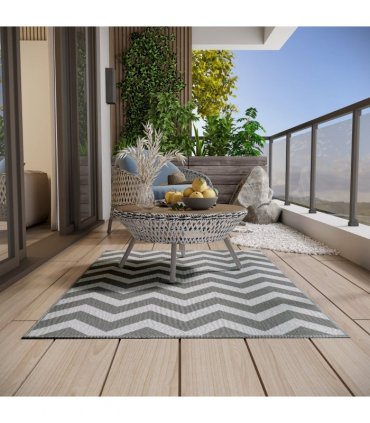 Outsunny Outdoor Rug, 1.2 x 1.8m Patio Floor Mat, Grey & White