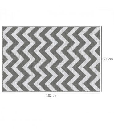Outsunny Outdoor Rug, 1.2 x 1.8m Patio Floor Mat, Grey & White
