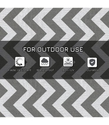Outsunny Outdoor Rug, 1.2 x 1.8m Patio Floor Mat, Grey & White