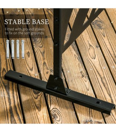 Outsunny Metal Outdoor Privacy Screen with Stand for Garden Black