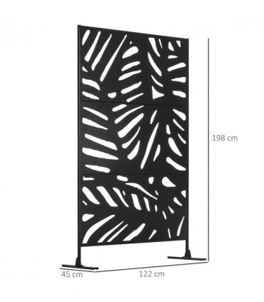 Outsunny Metal Outdoor Privacy Screen with Stand for Garden Black