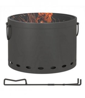 Outsunny 38cm Smokeless Wood Burning Firepit Metal Fire Pit, Dark Grey