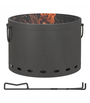 Outsunny 38cm Smokeless Wood Burning Firepit Metal Fire Pit, Dark Grey
