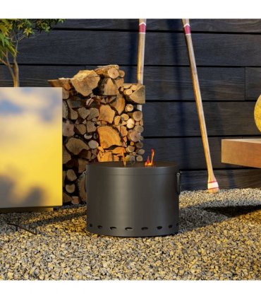 Outsunny 38cm Smokeless Wood Burning Firepit Metal Fire Pit, Dark Grey
