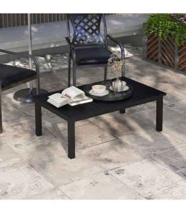 Outsunny Aluminium Outdoor Coffee Table Patio Table, Black