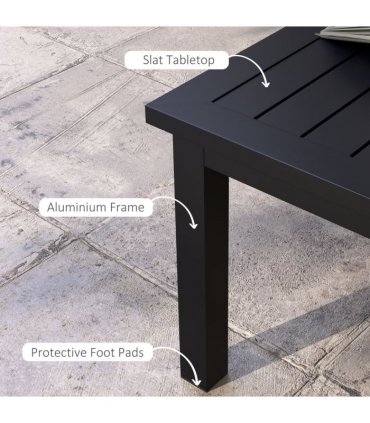 Outsunny Aluminium Outdoor Coffee Table Patio Table, Black