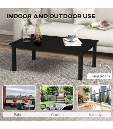 Outsunny Aluminium Outdoor Coffee Table Patio Table, Black