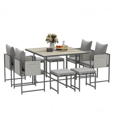 Outsunny 8 Seater Garden Dining Set, Cube Garden Furniture with Cushions