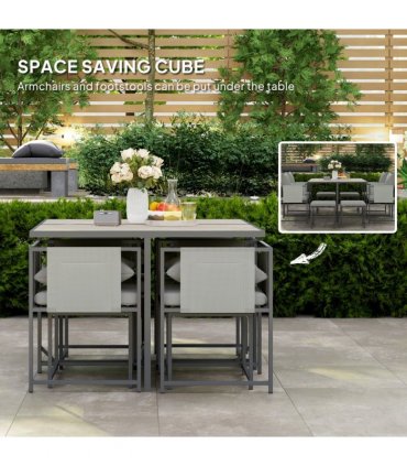 Outsunny 8 Seater Garden Dining Set, Cube Garden Furniture with Cushions