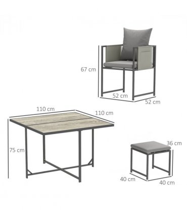 Outsunny 8 Seater Garden Dining Set, Cube Garden Furniture with Cushions