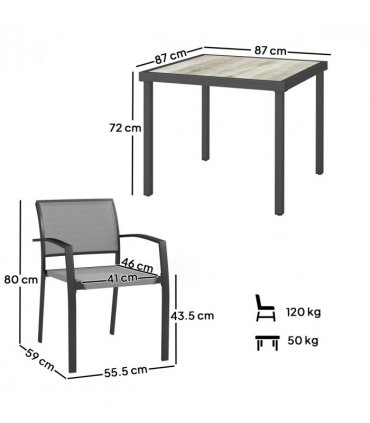 Outsunny 5 Piece Garden Furniture Set with 4 Stackable Armchairs, Grey