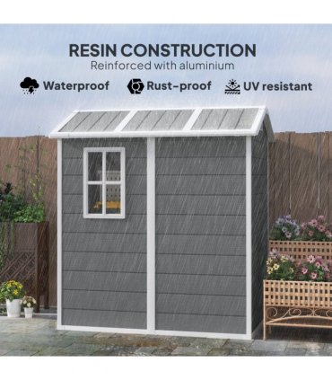 Spacious Grey Tool Shed - Weatherproof & Secure Outdoor Storage