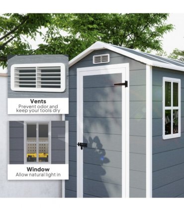 Spacious Grey Tool Shed - Weatherproof & Secure Outdoor Storage
