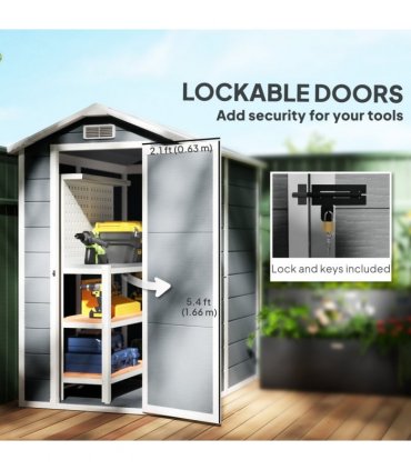 Spacious Grey Tool Shed - Weatherproof & Secure Outdoor Storage