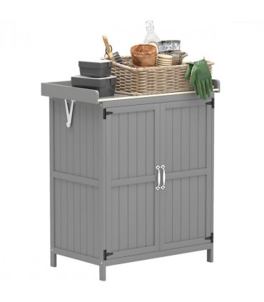 Sturdy Garden Storage Bench with Stainless Steel Top & Easy Access