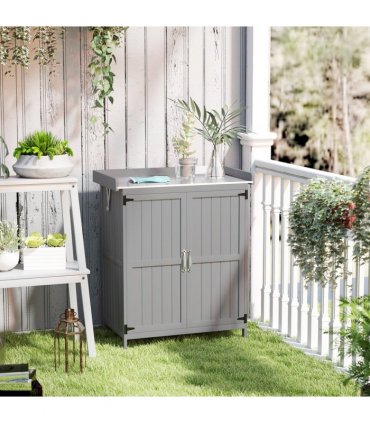Sturdy Garden Storage Bench with Stainless Steel Top & Easy Access