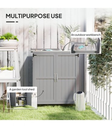 Sturdy Garden Storage Bench with Stainless Steel Top & Easy Access