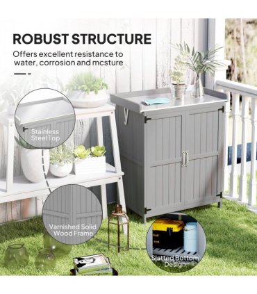 Sturdy Garden Storage Bench with Stainless Steel Top & Easy Access